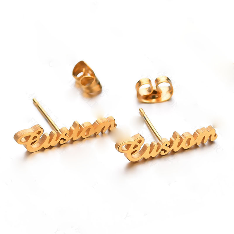 Custom Name Stainless Steel Stud Earrings For Women