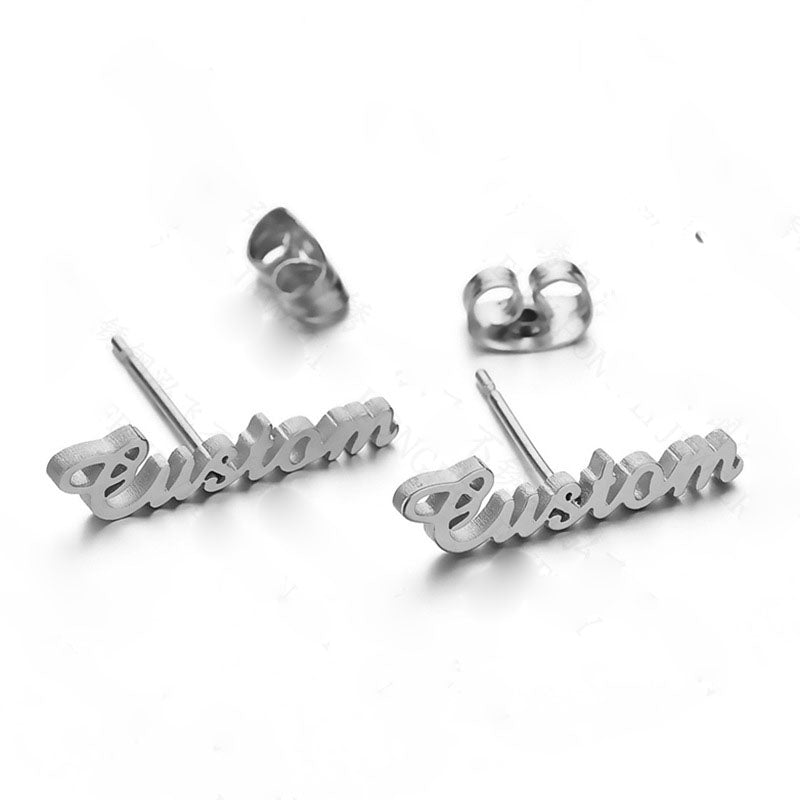Custom Name Stainless Steel Stud Earrings For Women